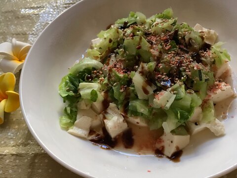 [レンジ]絹豆腐&キャベツ＊ソースあじ温サラダ